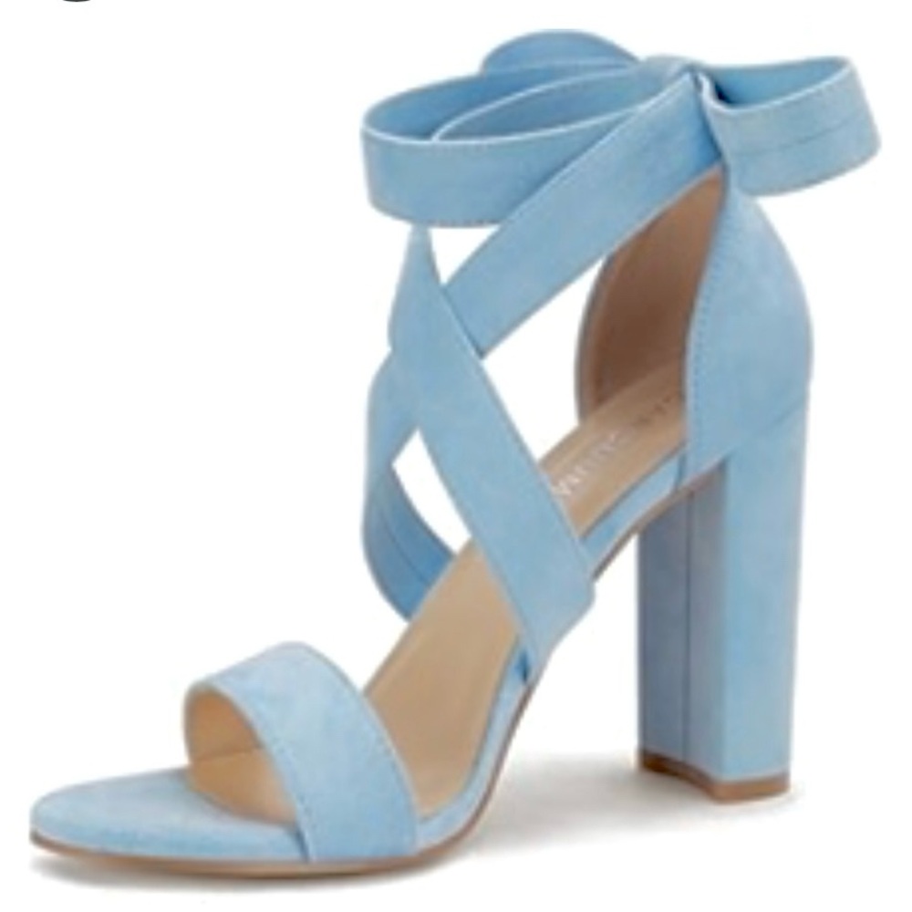 Carcuume Women’s Blue Suede Strappy Ankle Wrap High Heel Shoes /  Size 6